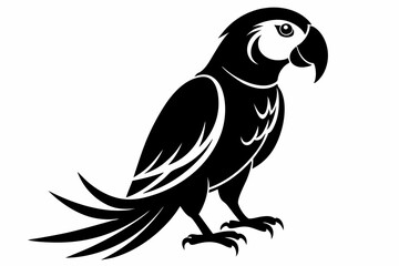 parrot silhouette line art vector illustration with a white background