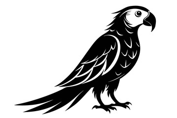 parrot silhouette line art vector illustration with a white background