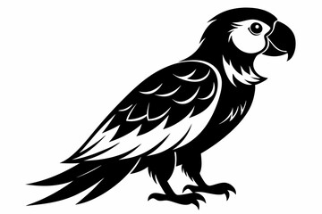 parrot silhouette line art vector illustration with a white background