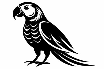 parrot silhouette line art vector illustration with a white background