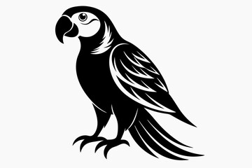 parrot silhouette line art vector illustration with a white background