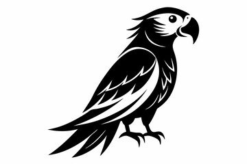 parrot silhouette line art vector illustration with a white background