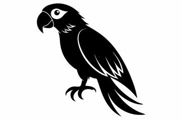 parrot silhouette line art vector illustration with a white background