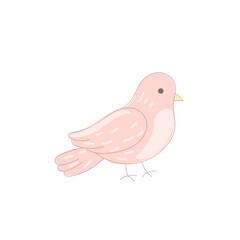 Pink Dove Bird Symbol Icon. Hand Drawn Doodle Peace and Freedom Mascot Character. Cute Lovely Childish Outline Pet Silhouette. Baby Room Interior or Wedding Romantic Decoration