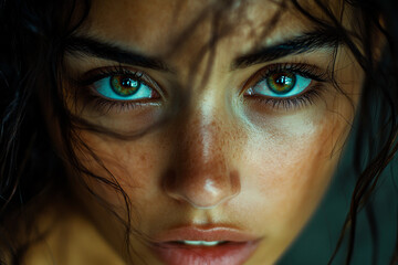 Fototapeta premium Captivating close-up portrait of a young woman