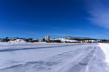 The Dettah Ice Road in Yellowknife, Northwest Territories, Canada