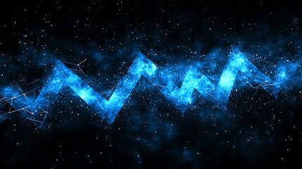 A dynamic, abstract representation of a fluctuating trend line in a cosmic backdrop.