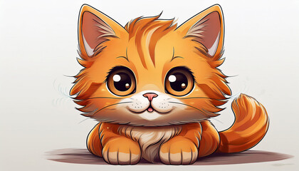 cute cartoon orange cat illustration on a white background