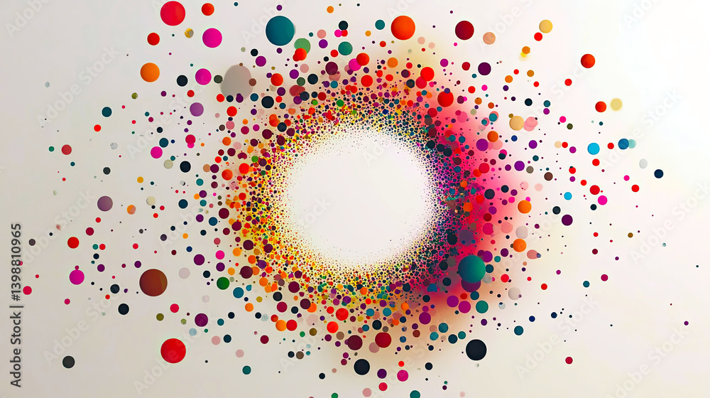 Aufkleber colorful dots create a vibrant circular pattern on a soft neutral backdrop