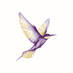 Blue bird flying on white background vector illustration