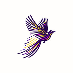 Vector illustration of a bird and eagle in flight with wings spread, featuring feathers and a silhouette design, symbolizing nature, peace, and freedom