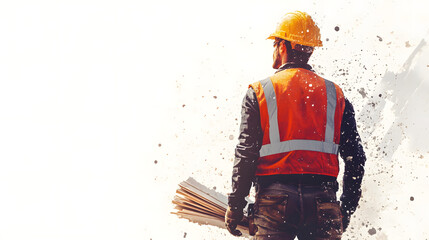 Portrait of a construction laborer at a worksite wearing safety gear and working tools showcasing manual labor strength and dedication ideal for construction industry and workforce