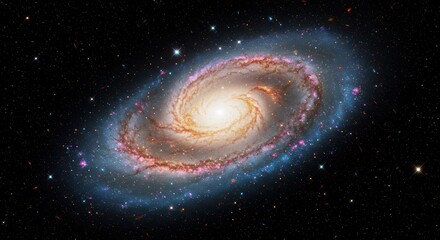Stunning Spiral Galaxy Against Dark Space Background  