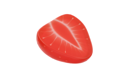 A close up shot of a halved strawberry revealing its juicy interior against a black background plain view