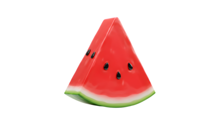 A vibrant watermelon slice with seeds and rind against a stark black background creating contrast