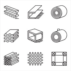 Steel pipe and corner designs in minimalist vector art, perfect for industrial manufacturing and construction projects