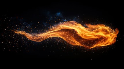 Fototapeta premium Abstract fiery stream against black background