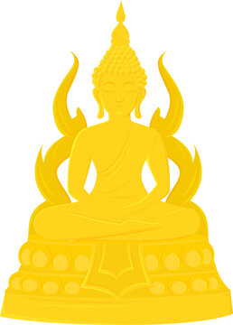 Golden Buddha statue in meditation pose with Naga Parak