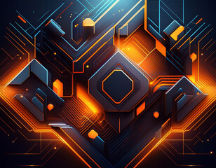 abstract geometric design with glowing orange accents