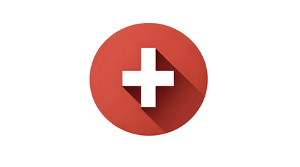 Obraz premium Red Circle with Cross Icon Minimalist Design for Medical Health and Emergency Services