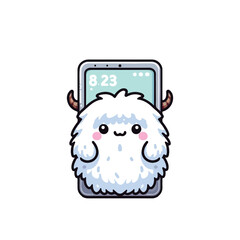  kawaii yeti snowby mobile phone vector