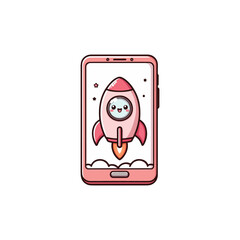 vector illustration of a rocket mobile