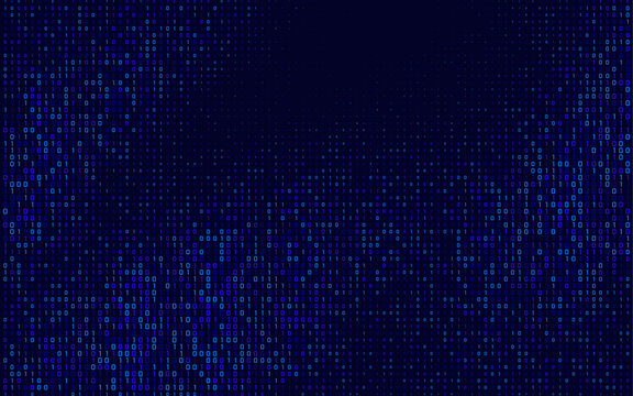 matrix style binary code digital falling numbers blue background