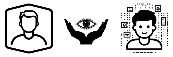 Symbols representing personal data security and privacy management in a digital environment