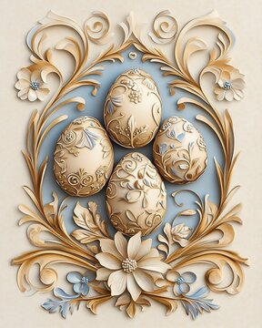 Victorian Easter egg silhouette shadowbox