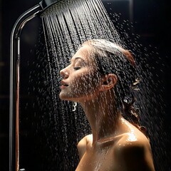 Woman taking a shower