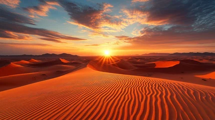  Beautiful desert sunset landscape wallpaper background scenic sand dunes travel destination sahara desert © Mitchell