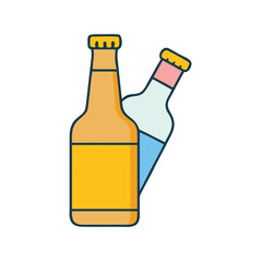 Bottled beer vector illustration for brewery pub bar alcohol drink and beverage design element flat icon on transparent background