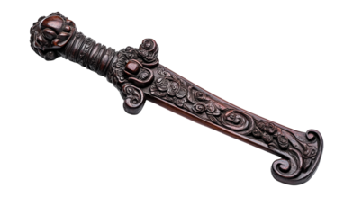 An intricate engraving of the Hung Kings ancestral sword with ornate details Isolated on transparent background.