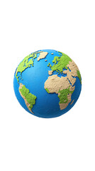 3D Render of Earth Globe Showing Continents and Oceans in Detail