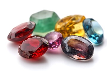 Gleaming Gems White Isolated Scene
