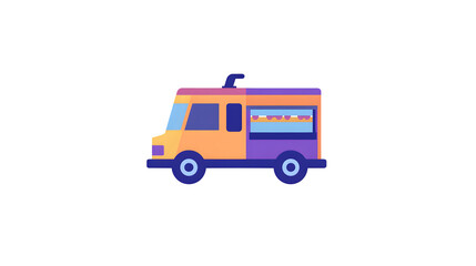 Colorful Food Truck on a Black Background Vibrant Design for Catering Events and Street Food