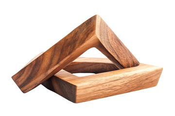 Elegant Wooden Sculpture Interlocking Forms Minimalist Design Brown Wood Abstract Art