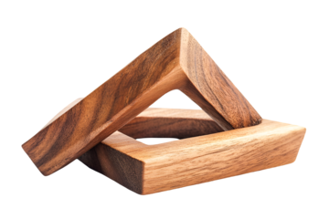 Elegant Wooden Sculpture Interlocking Forms Minimalist Design Brown Wood Abstract Art