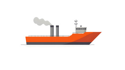 Illustration of a Cargo Ship with Smokestacks and Navigation Equipment