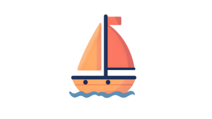 A colorful sailboat floating on calm waters ideal for nautical themes and summer designs