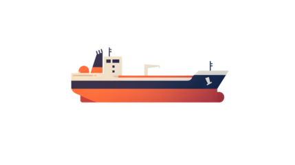 Illustration of a Cargo Ship with Vibrant Colors and Simplified Design for Various Applications