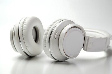 Sleek White Headphones White Background Isolated
