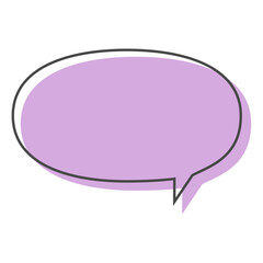 Speech bubble purple illustration with outline in blue background, Pop art comic text box element, Blank message box doodle, Unique frame, Doodle design, Imperfect line