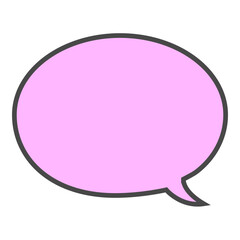 Speech bubble pink illustration with outline in blue background, Pop art comic text box element, Blank message box doodle