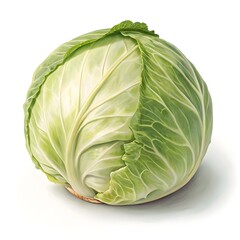 Obraz premium Fresh Green Cabbage A Single Head of Vibrant, Healthy Vegetable