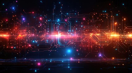 Obraz premium Glowing Circuit Board, Digital Network, Abstract Background