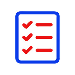 Obraz premium Checklist icon with checked items on a blue outline background 