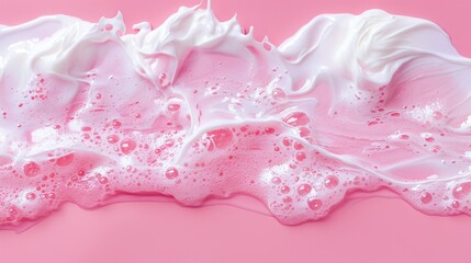 Abstract pink and white creamy texture with foam bubbles
