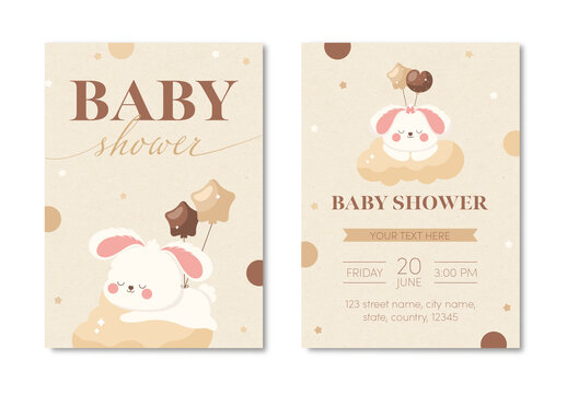 Beige And Brown Minimalist Baby Shower Card