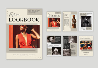 Beige And Black Modern Fashion Lookbook Layout